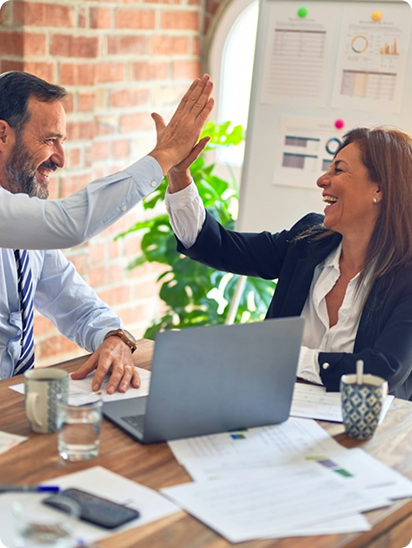 Business professionals collaborating in an office